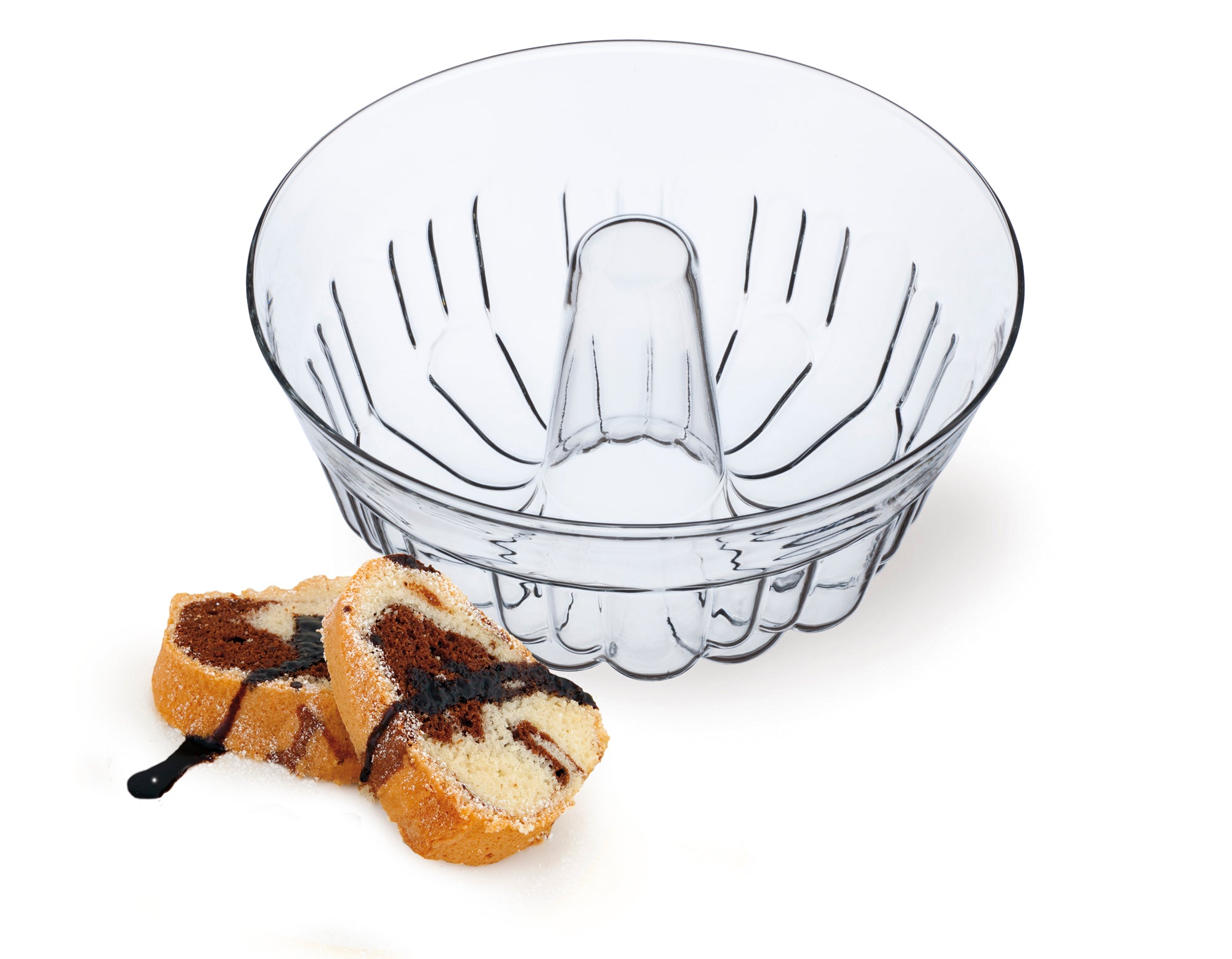 Simax - Gugelhupf, Fluted Blown Glass Bundt Pan, 1.4 qt