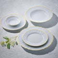 Vikko - Bernadotte, Fine Porcelain, White with Gold Rim, 20 Pc Dinnerware Set, Service for 4
