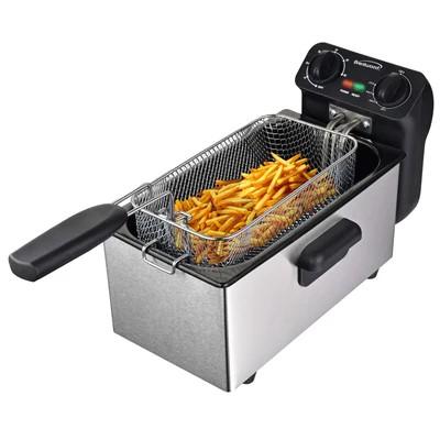 12-Cup Electric Stainless Steel Deep Fryer with Removable Basket, Enamel Pot, Adjustable Temperature, Lid with Viewing Window and Odor Free Filter