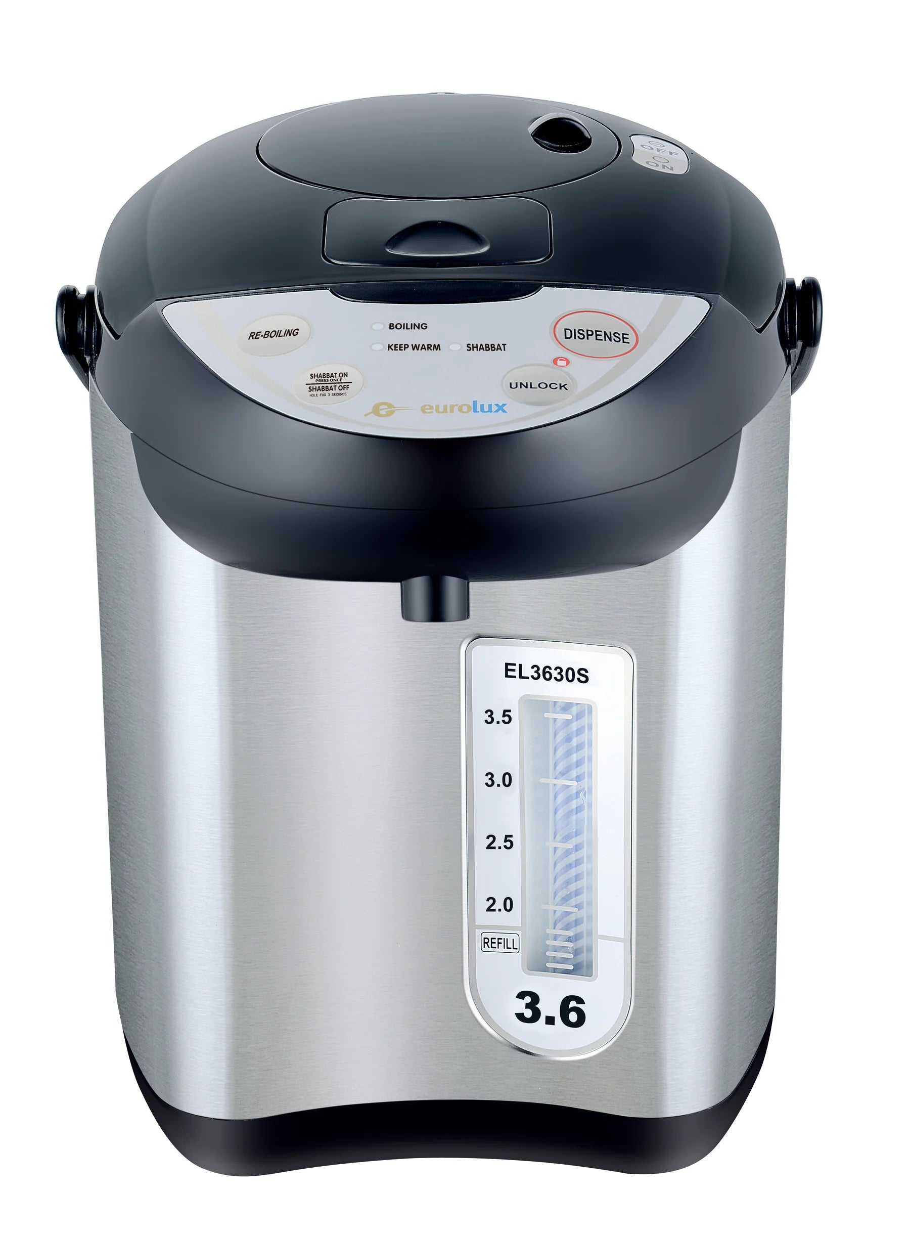 EUROLUX ELECTRIC HOT WATER POT 3.6 QT WITH SHABBAT MODE