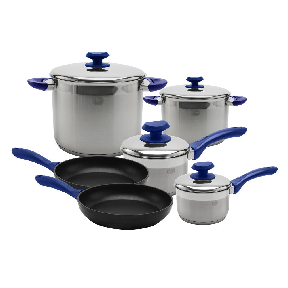 18/10 Tri-Ply Stainless Steel Cookware Set, Blue