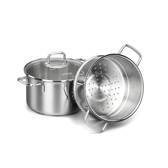 Steamer Cooking Pot Stack Insert with Glass Lid, 4-Quart