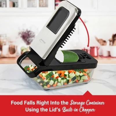 Vegetable Chopper with 3.6-Cup Storage Container and 2 Interchangeable Stainless Steel Blades, Black