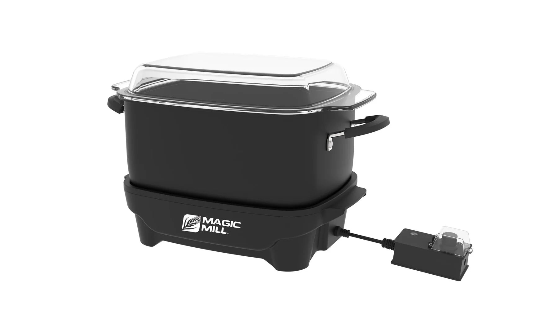 MAGIC MILL 9 QT black SLOW COOKER WITH FLAT GLASS COVER AND COOL TOUCH HANDLES