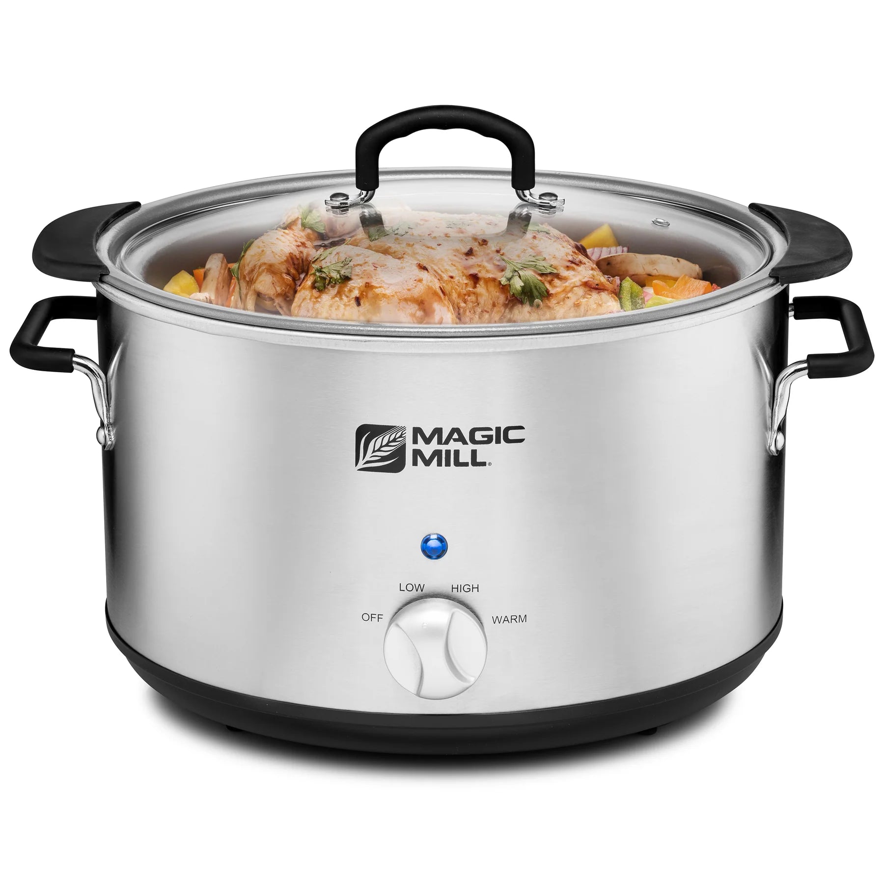 MAGIC MILL 10 QUART OVAL SLOW COOKER WITH COOL TOUCH HANDLES AND ALUMINUM POT WITH HEAVY DUTY NON-STICK COATING