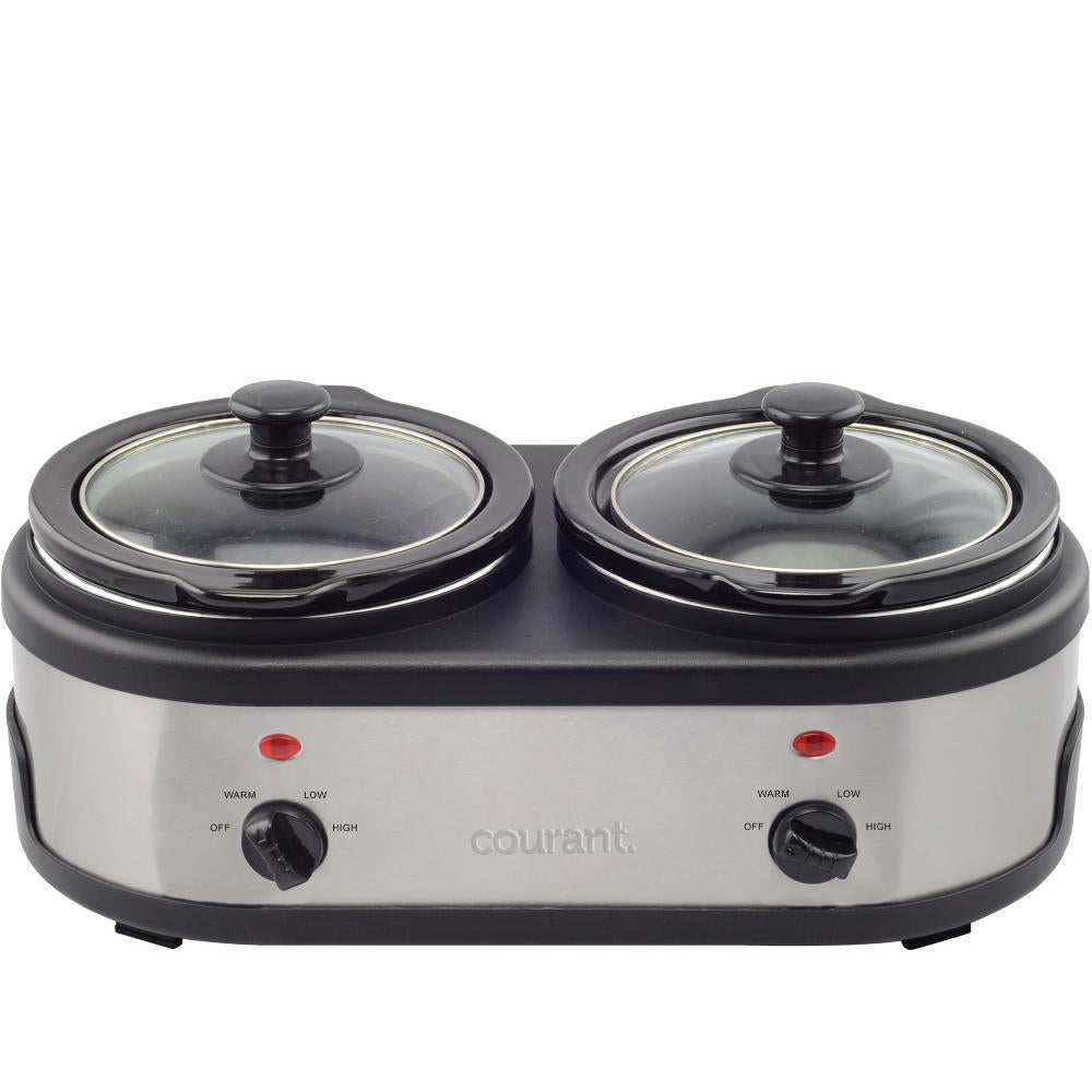 1.6 Quart Double Slow Cooker - Stainless Steel