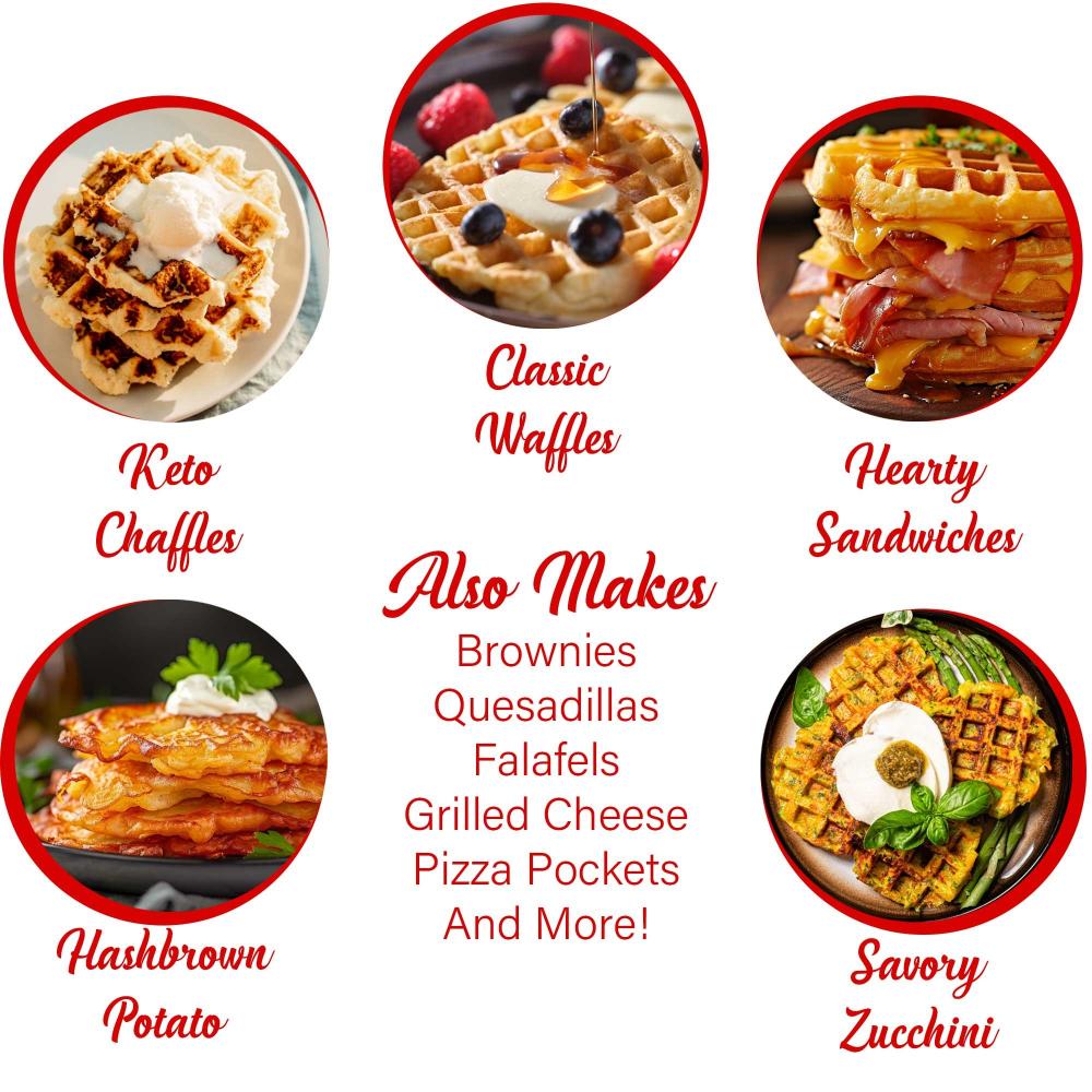 Non-Stick 5” Mini Maker for Waffles, Keto Chaffles, Hash Browns, and More, Pink
