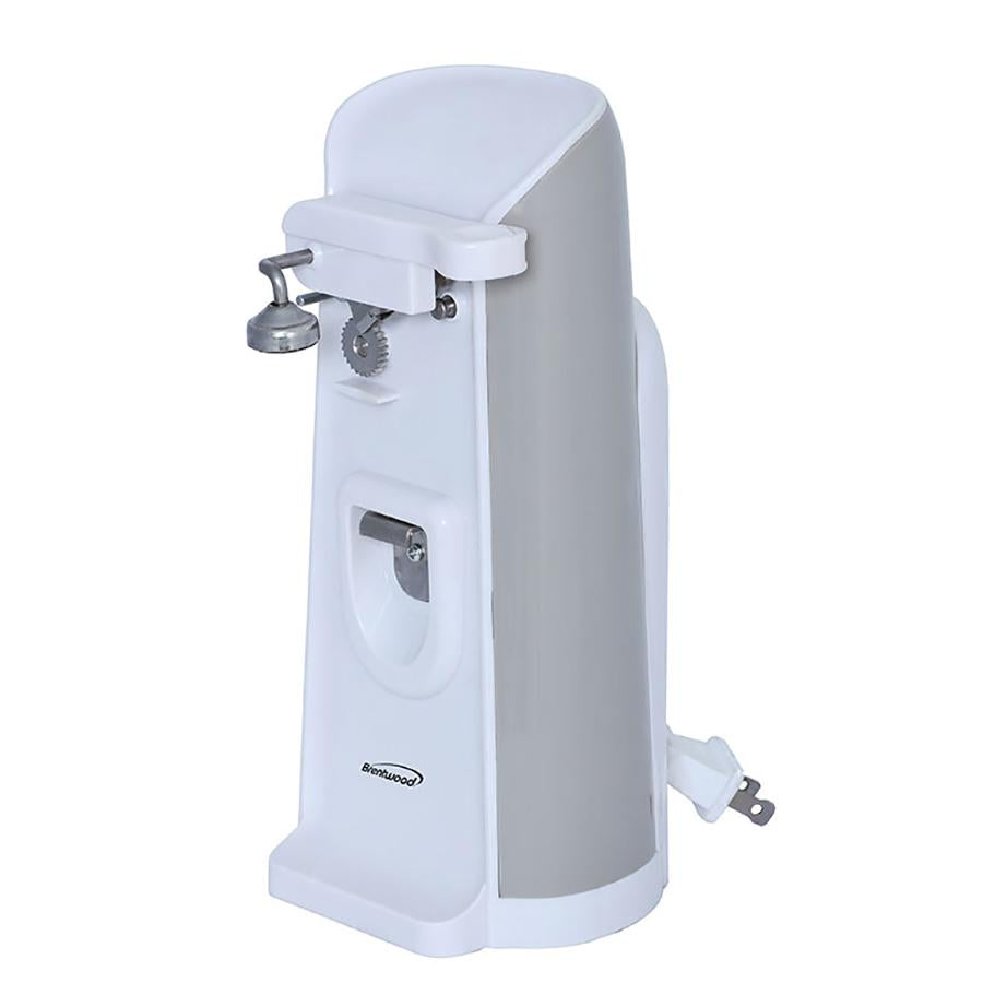 J-30W Tall Electric Can Opener with Knife Sharpener & Bottle Opener, White