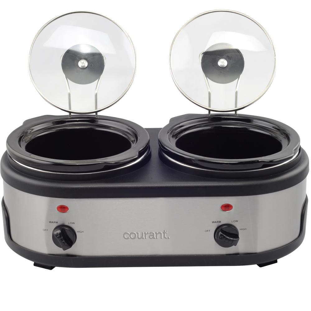 1.6 Quart Double Slow Cooker - Stainless Steel