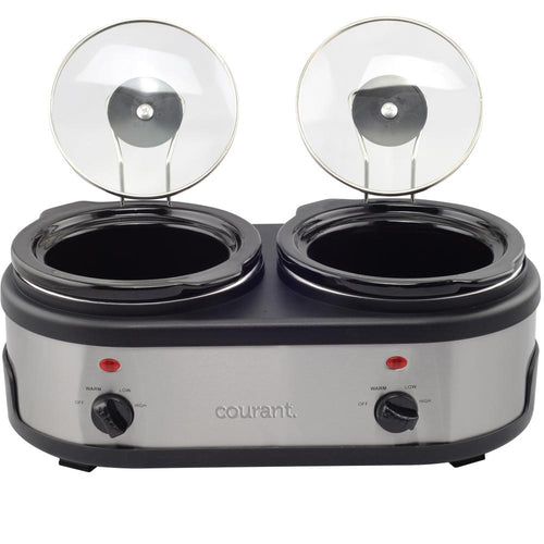 1.6 Quart Double Slow Cooker - Stainless Steel