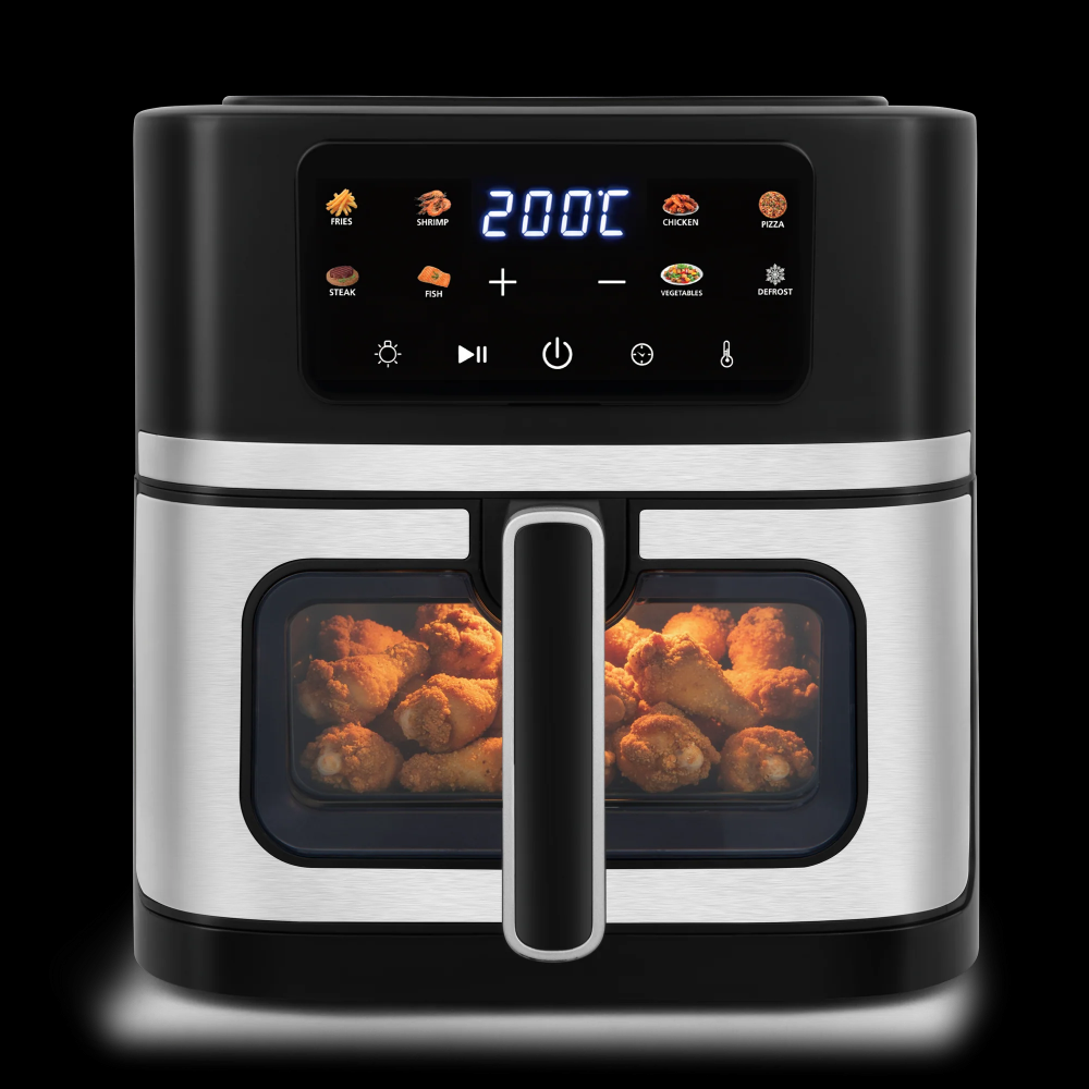 8-Quart Digital Air Fryer with Clear View Window, Touch Display, 8 Presets, 60 Minute Timer & Temp. Control