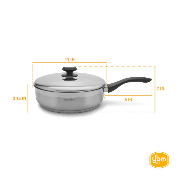 Stainless Steel Frying Pan with Cover - 11 inch