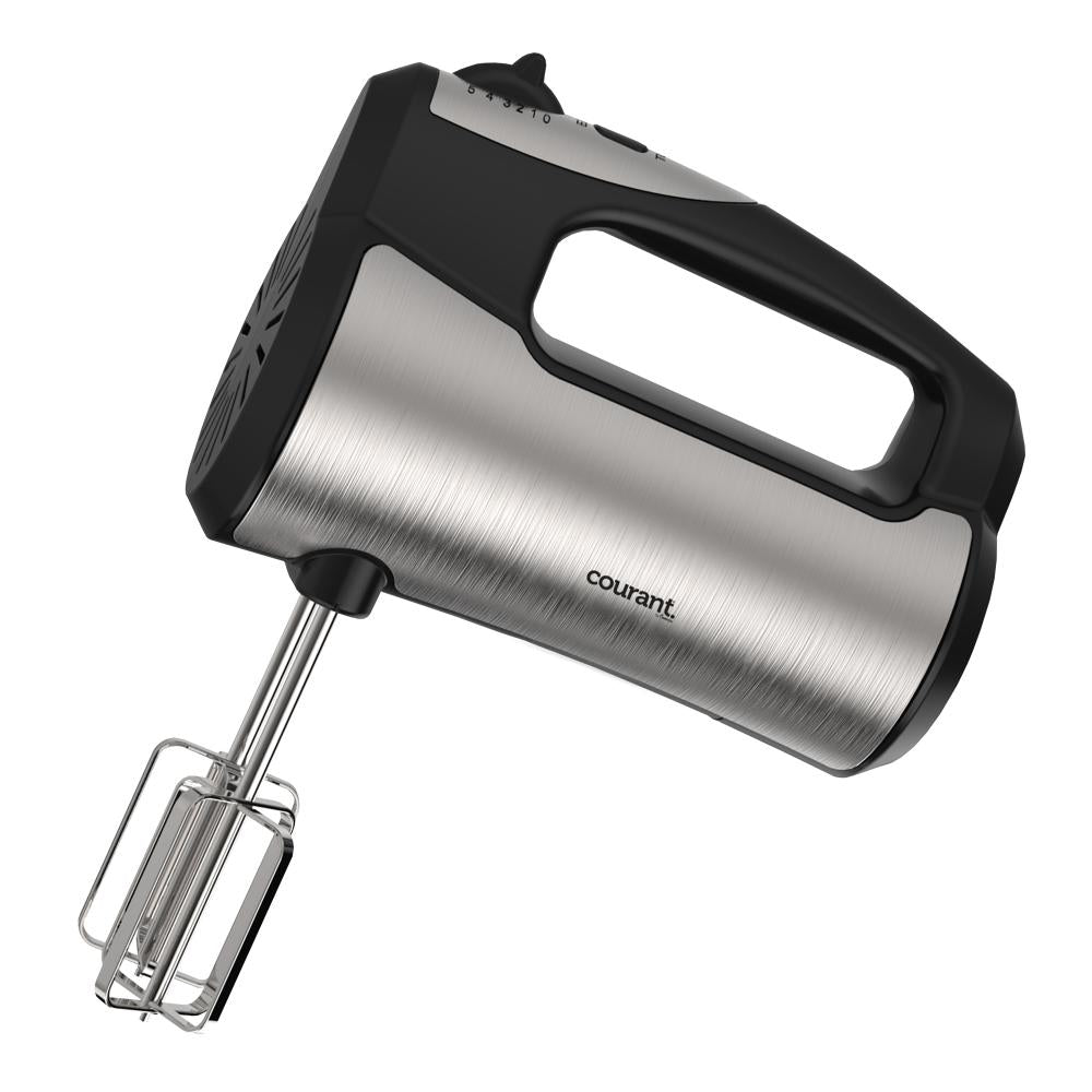 250W 5-Speed Hand Mixer with Storage Stand for Mixer, Beaters and Hooks - Stainless Steel