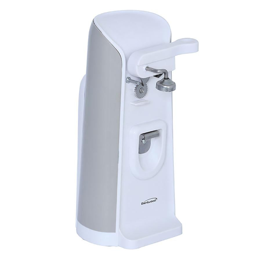 J-30W Tall Electric Can Opener with Knife Sharpener & Bottle Opener, White