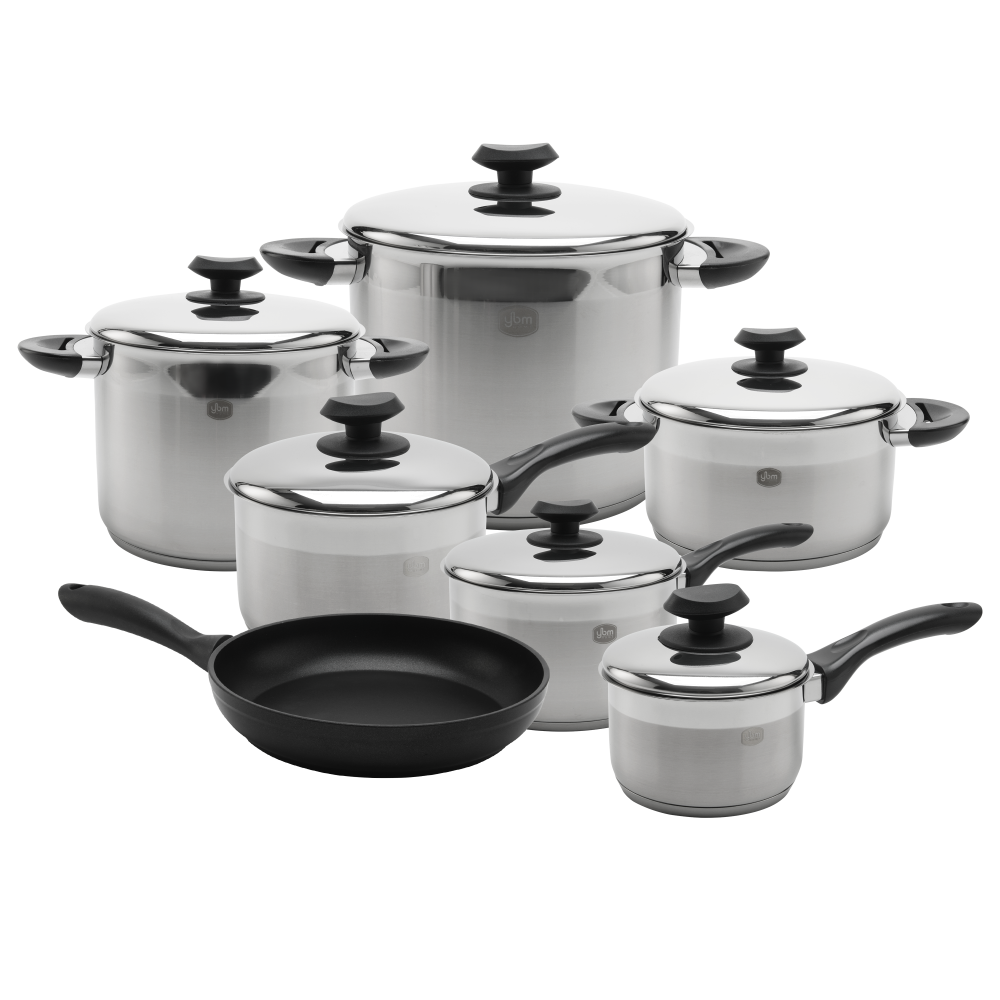 18/10 Tri-Ply Stainless Steel Cookware Set, Black