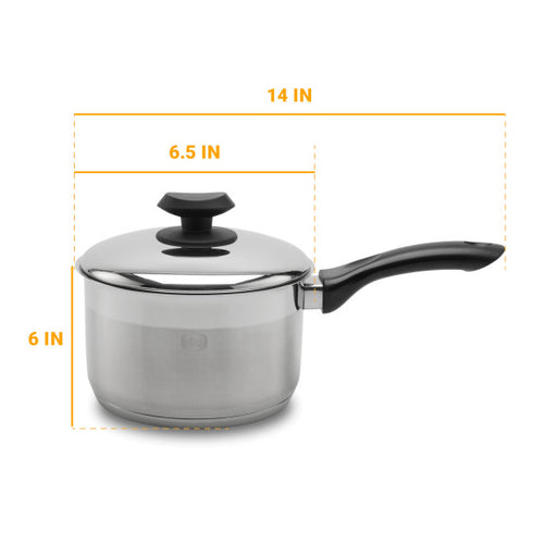 18/10 Stainless Steel Sauce Pot, Black 3 sizes