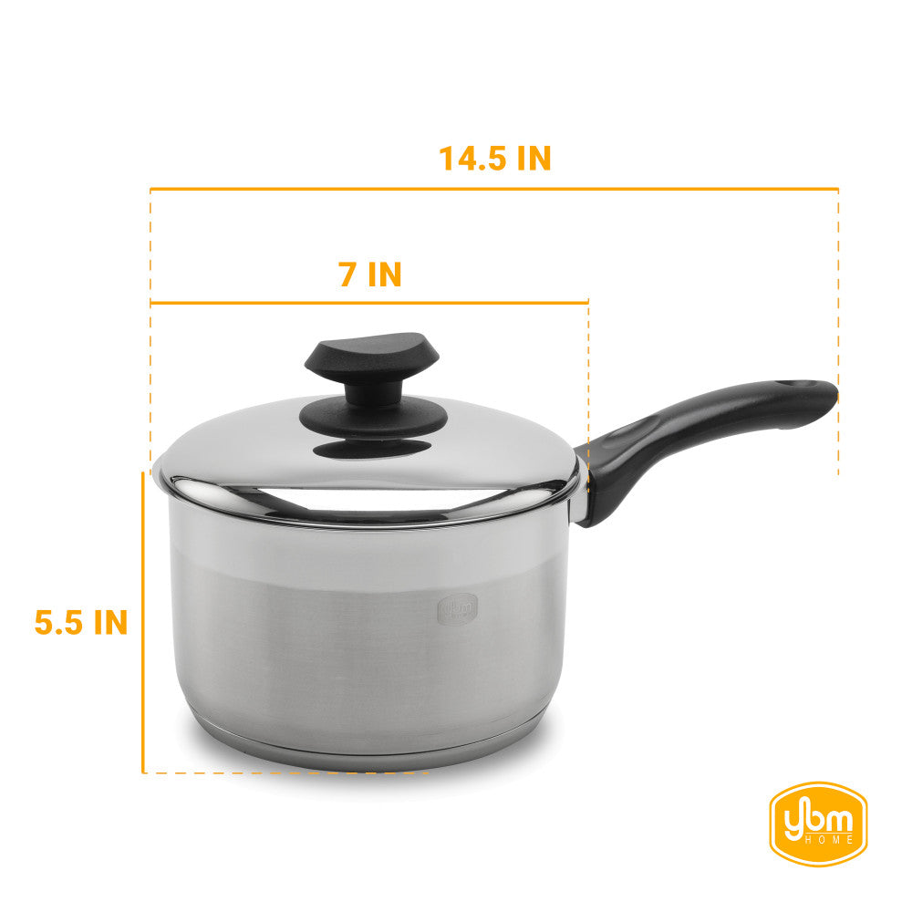 18/10 Stainless Steel Sauce Pot, Black 3 sizes