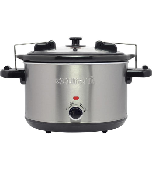 6 Quart Oval Slow Cooker with Locking Lid - Stainless Steel