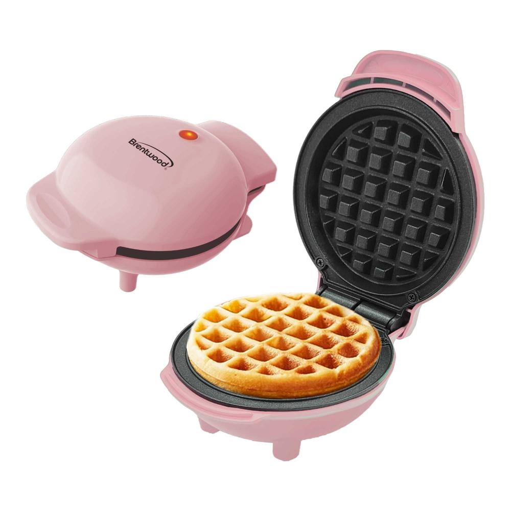 Non-Stick 5” Mini Maker for Waffles, Keto Chaffles, Hash Browns, and More, Pink